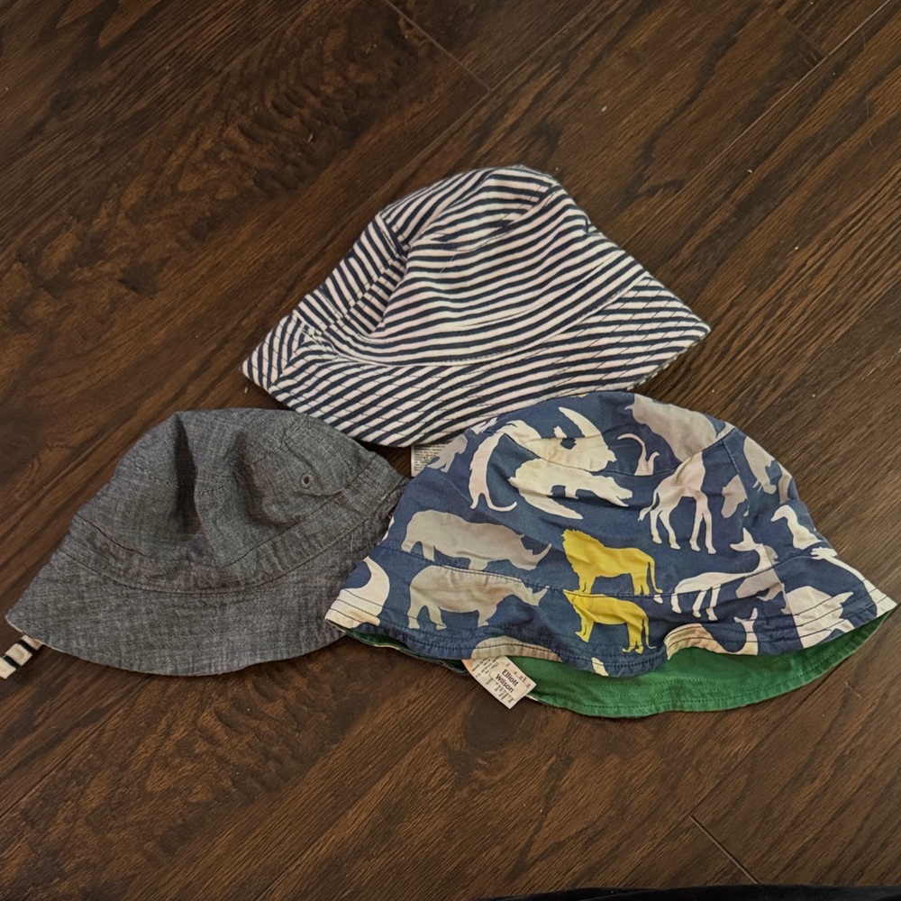 Baby Boden Animal and Striped Kids Hat Trio